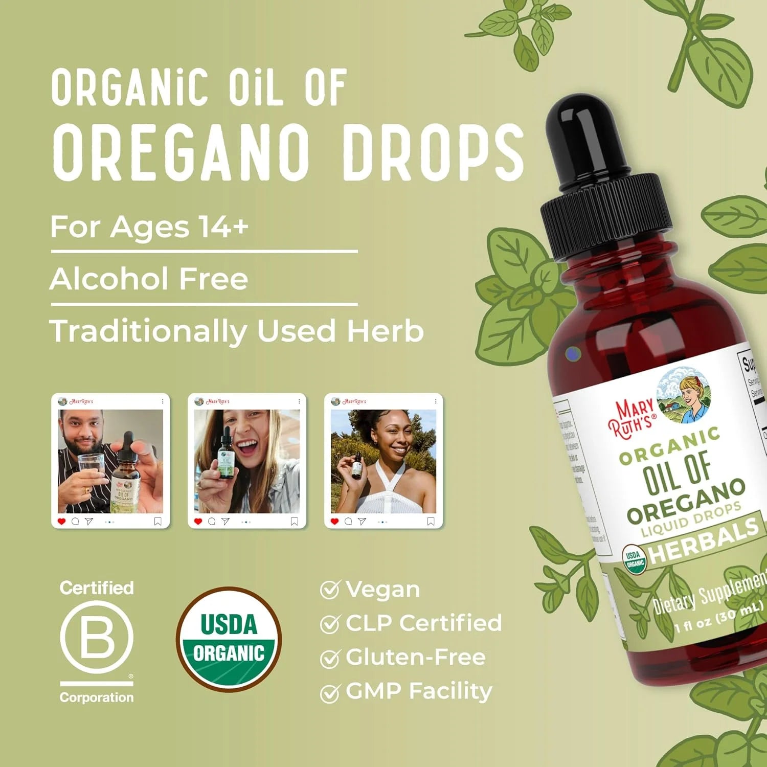ACEITE DE ORÉGANO ORGÁNICO MARY RUTH'S EN GOTAS X30 ML