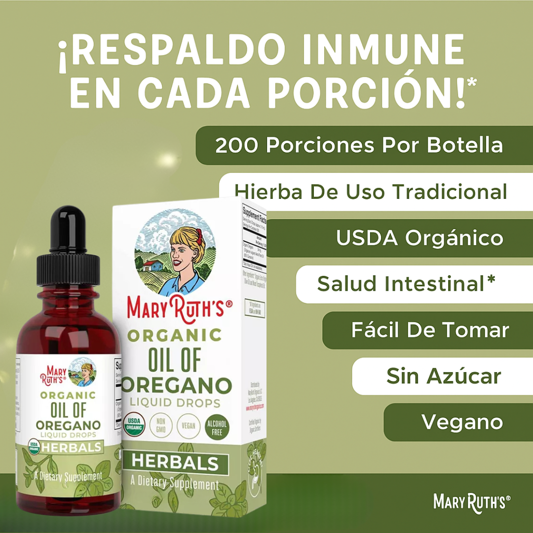 ACEITE DE ORÉGANO ORGÁNICO MARY RUTH'S EN GOTAS X30 ML