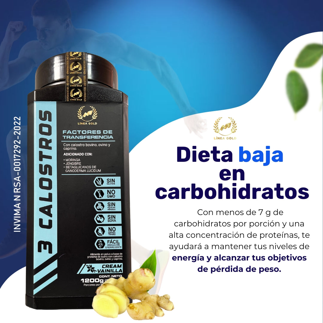 3 CALOSTROS LÍNEA PREMIUM SABOR A VAINILLA, PRODUCTO EN POLVO X1200 GR