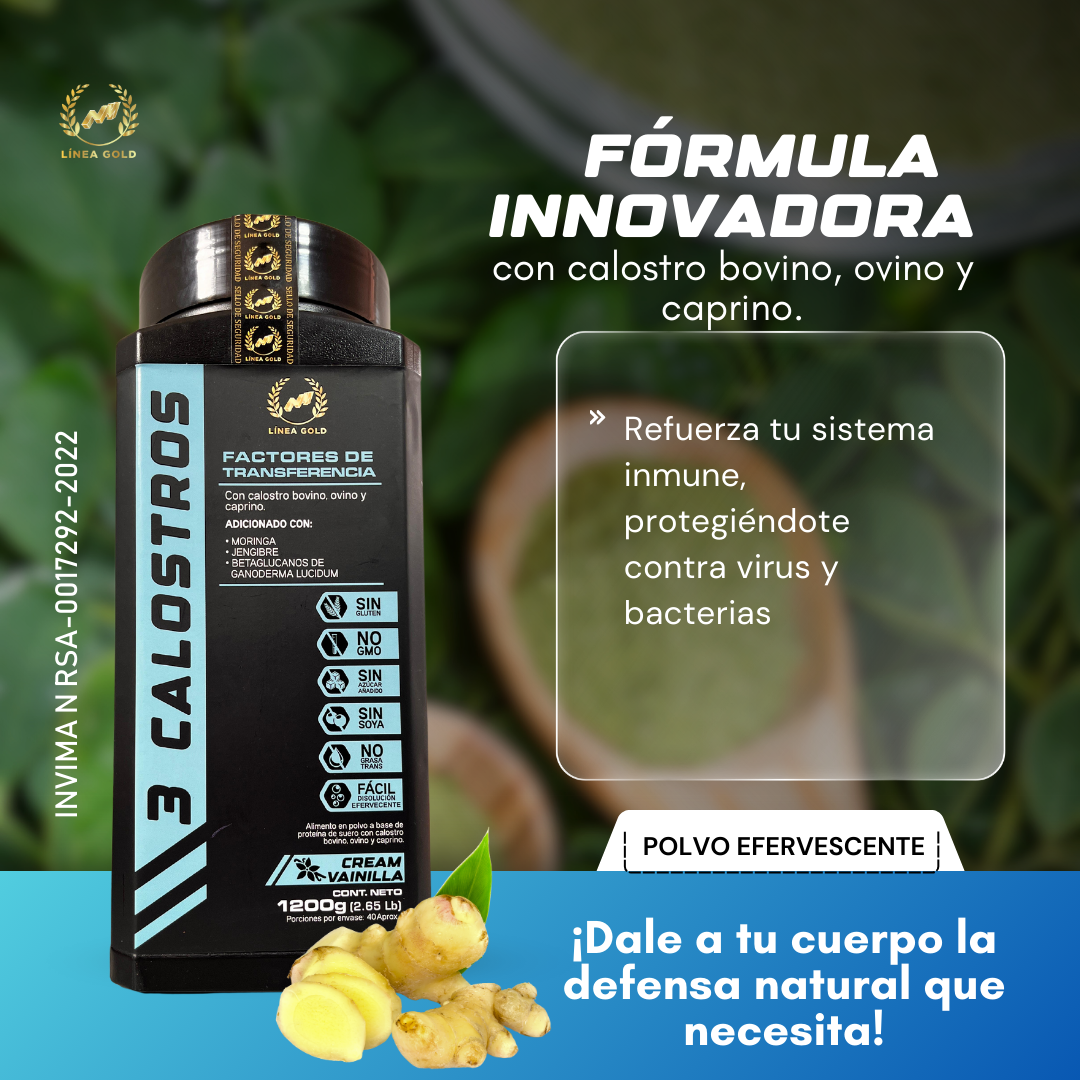 3 CALOSTROS LÍNEA PREMIUM SABOR A VAINILLA, PRODUCTO EN POLVO X1200 GR