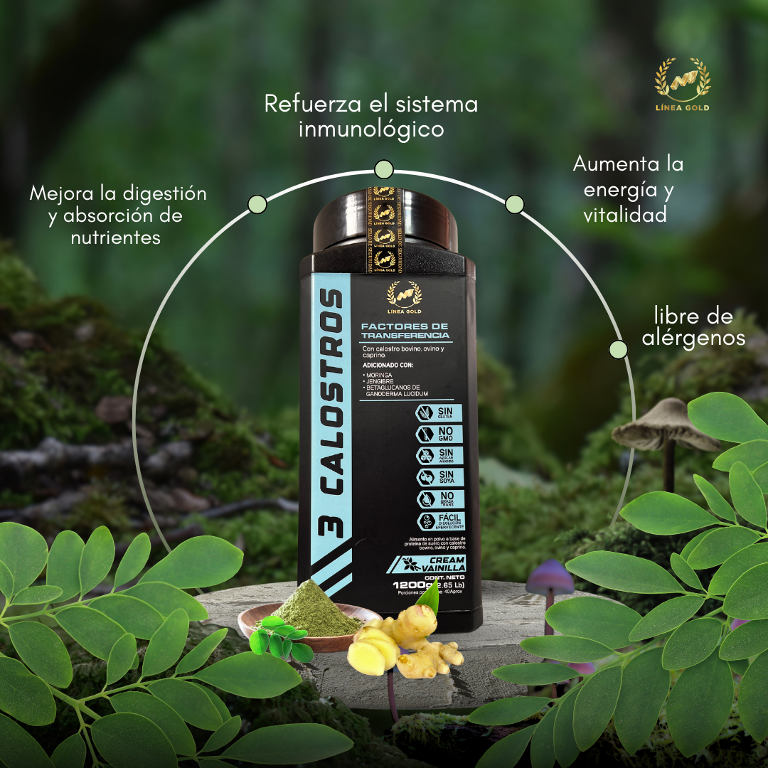 3 CALOSTROS LÍNEA PREMIUM SABOR A VAINILLA, PRODUCTO EN POLVO X1200 GR