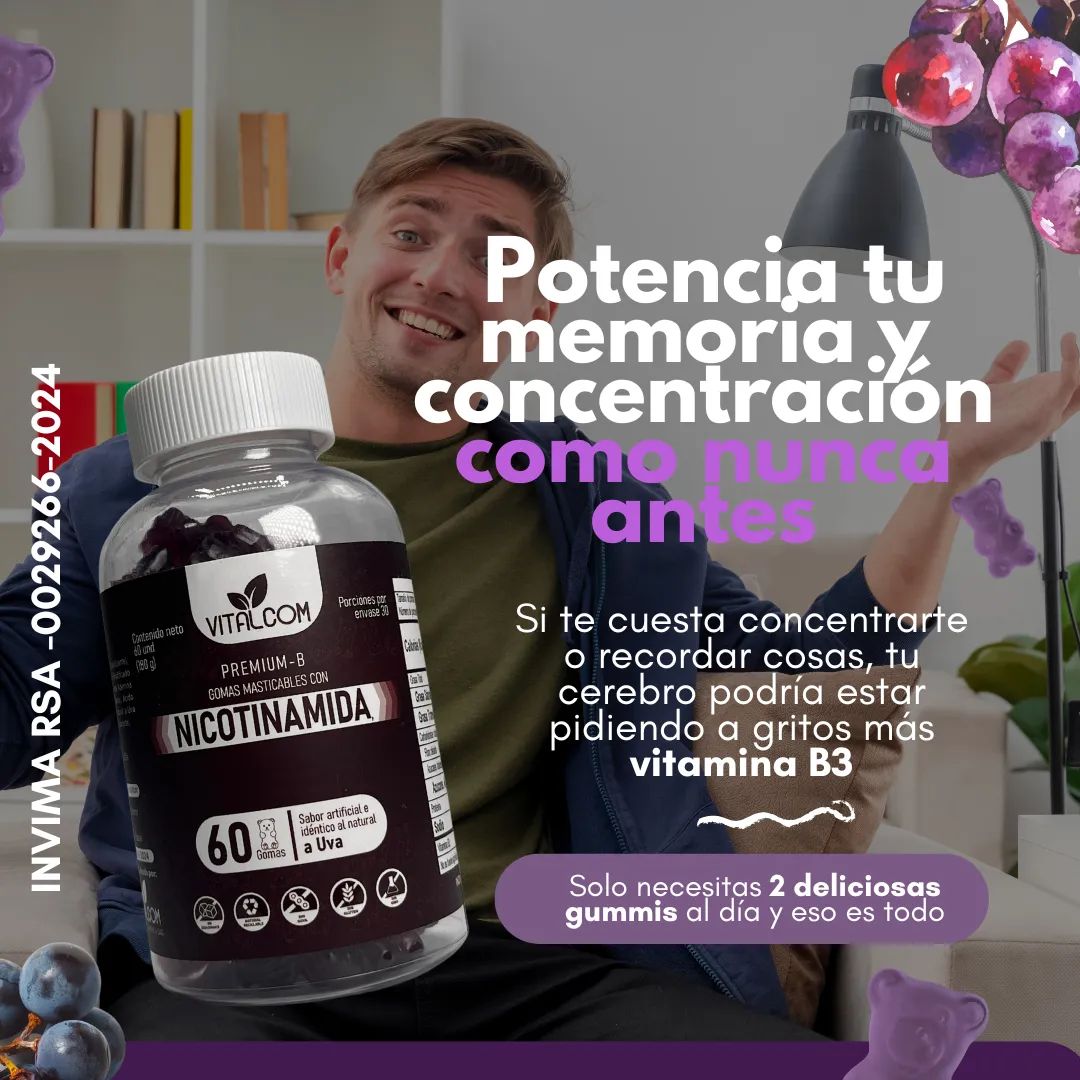 GUMMIS DE NICOTINAMIDA PREMIUM-B X60 GOMAS SABOR UVA