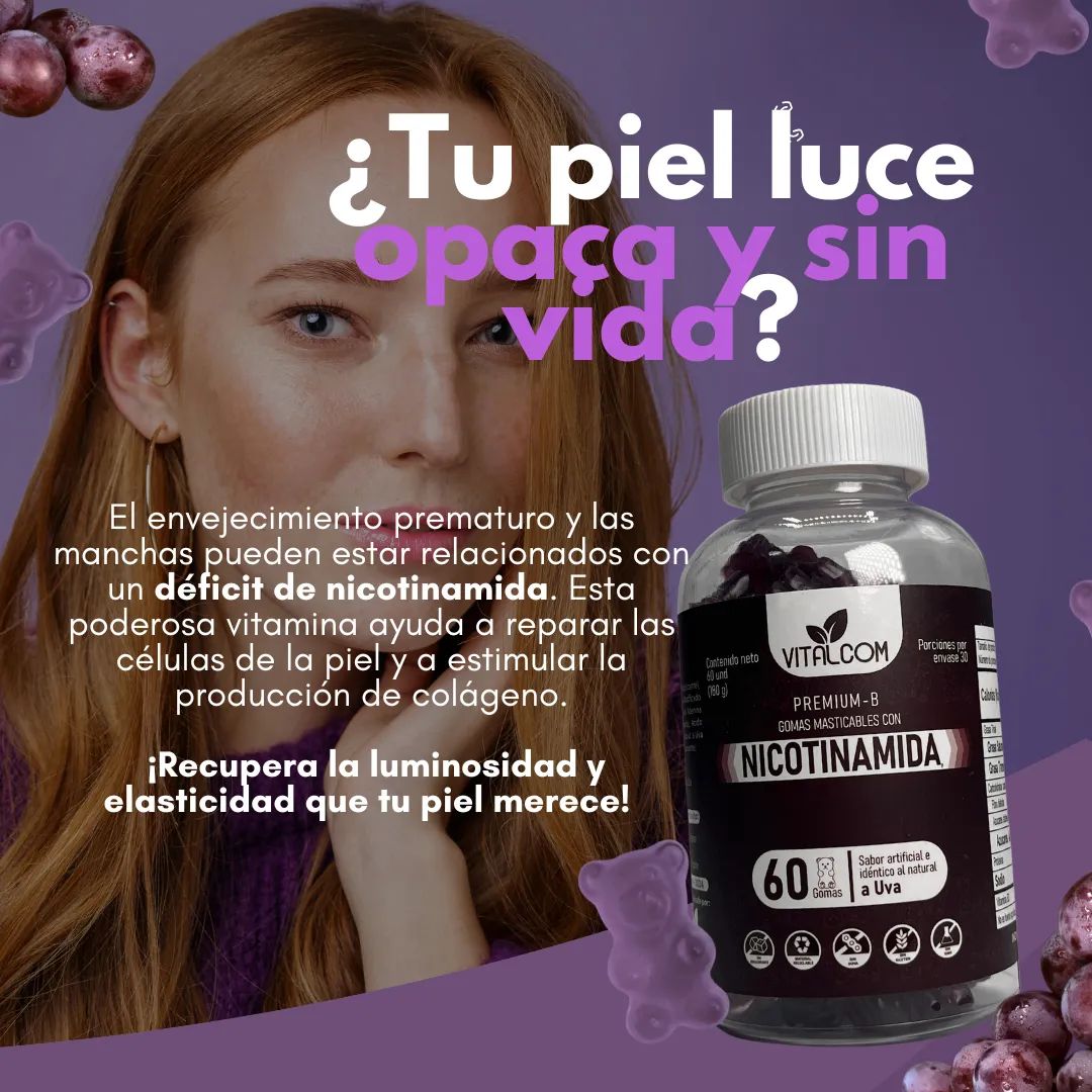 GUMMIS DE NICOTINAMIDA PREMIUM-B X60 GOMAS SABOR UVA