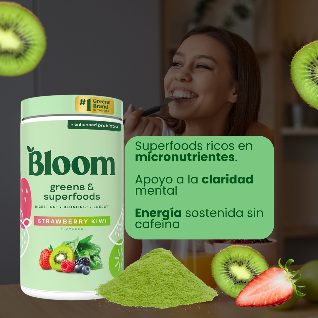 BLOOM NUTRITION SUPLEMENTO EN POLVO SABOR A FRESA Y KIWI X325 GR