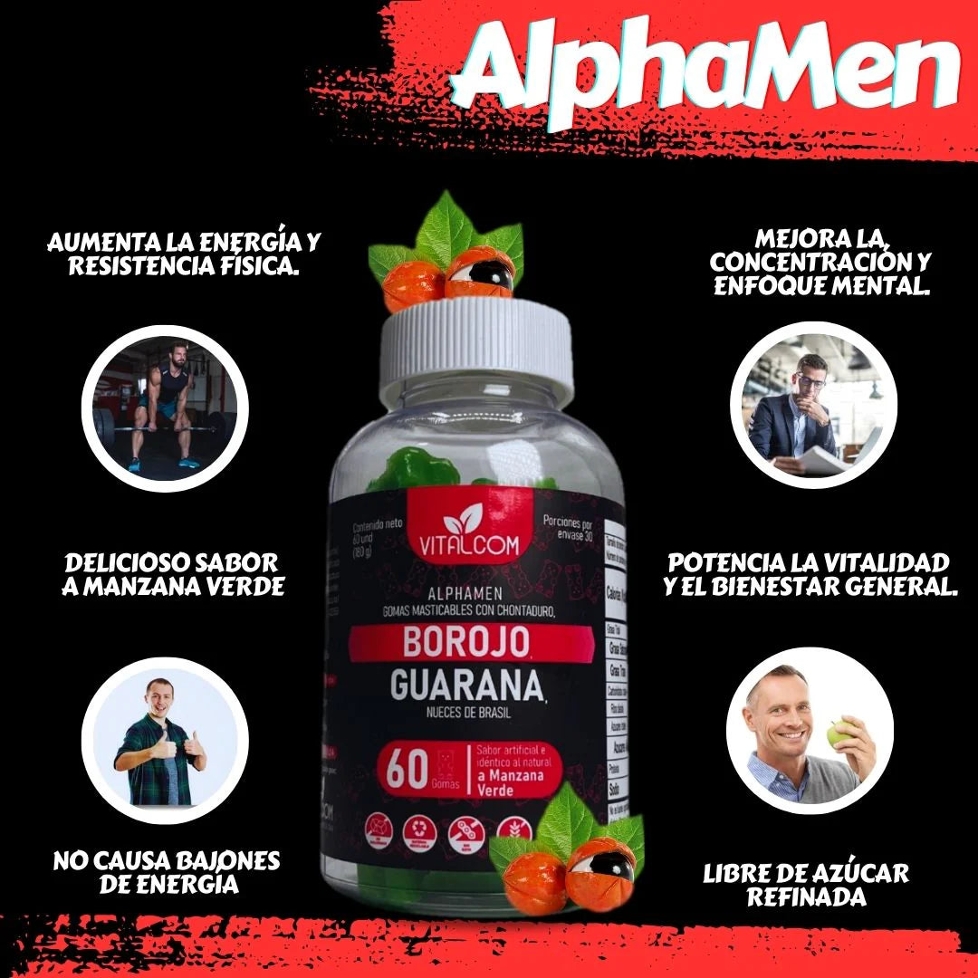 GUMMIS ALPHAMEN BOROJÓ-GUARANÁ X60 GOMAS
